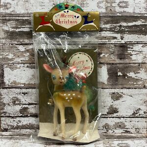 Vintage Christmas Langcraft Reindeer Brown Plastic MCM Japan NOS